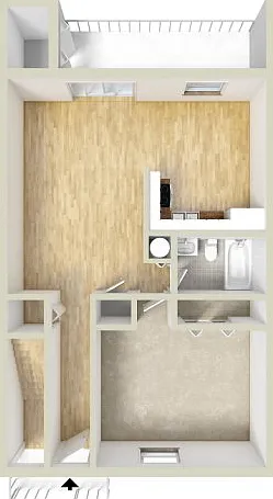 One bedroom downstairs floor plan One bedroom downstairs floor plan