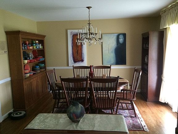 Dining room with chandelier