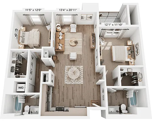 Floor plan Two Bedroom - B2C