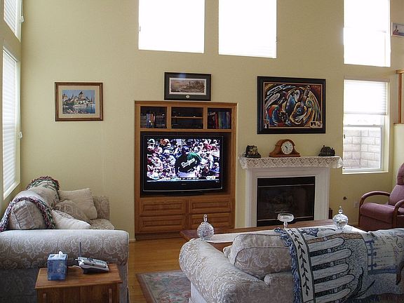 Living room with high ceilings