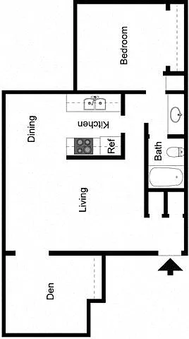 Floor plan 1 Bedroom 1 Bath Den