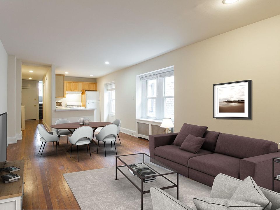 Virtually staged living and dining room