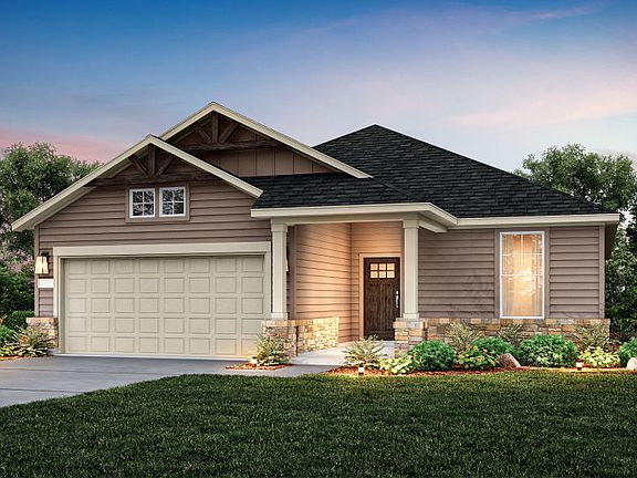 The Emory, a one-story home with 2-car garage, shown with Home Exterior 40