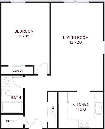 Floor plan 1 Bedroom Apartment Home