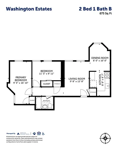 Floor plan 2 Bed 1 Bath B