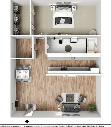 Greenridge Apartment 1 BR-1Bth. Floor Plan