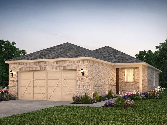 The Alpine, a one-story home with 2-car garage, shown with home exterior LS201