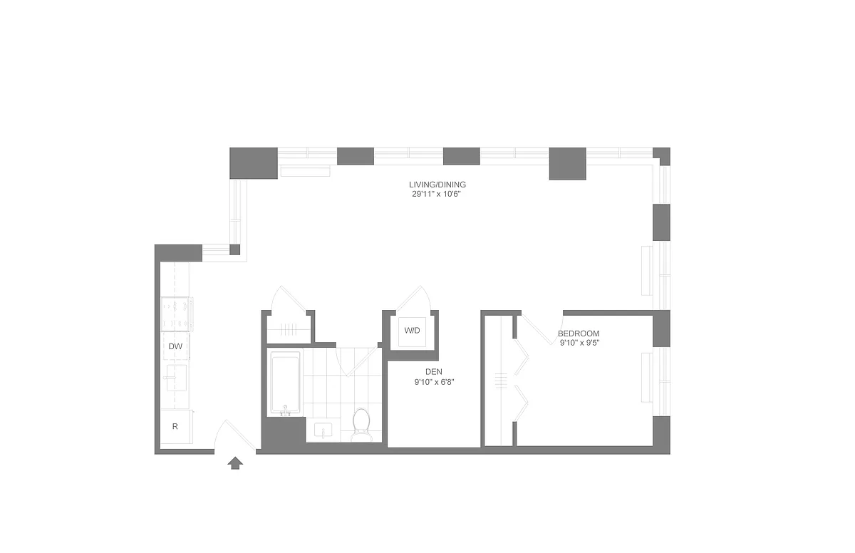 Floor plan B3 | 1 Bed | 1 Bath | Den