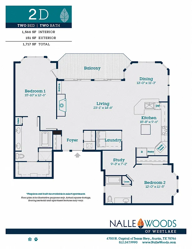 Floor plan Two Bedroom Two Bath-D