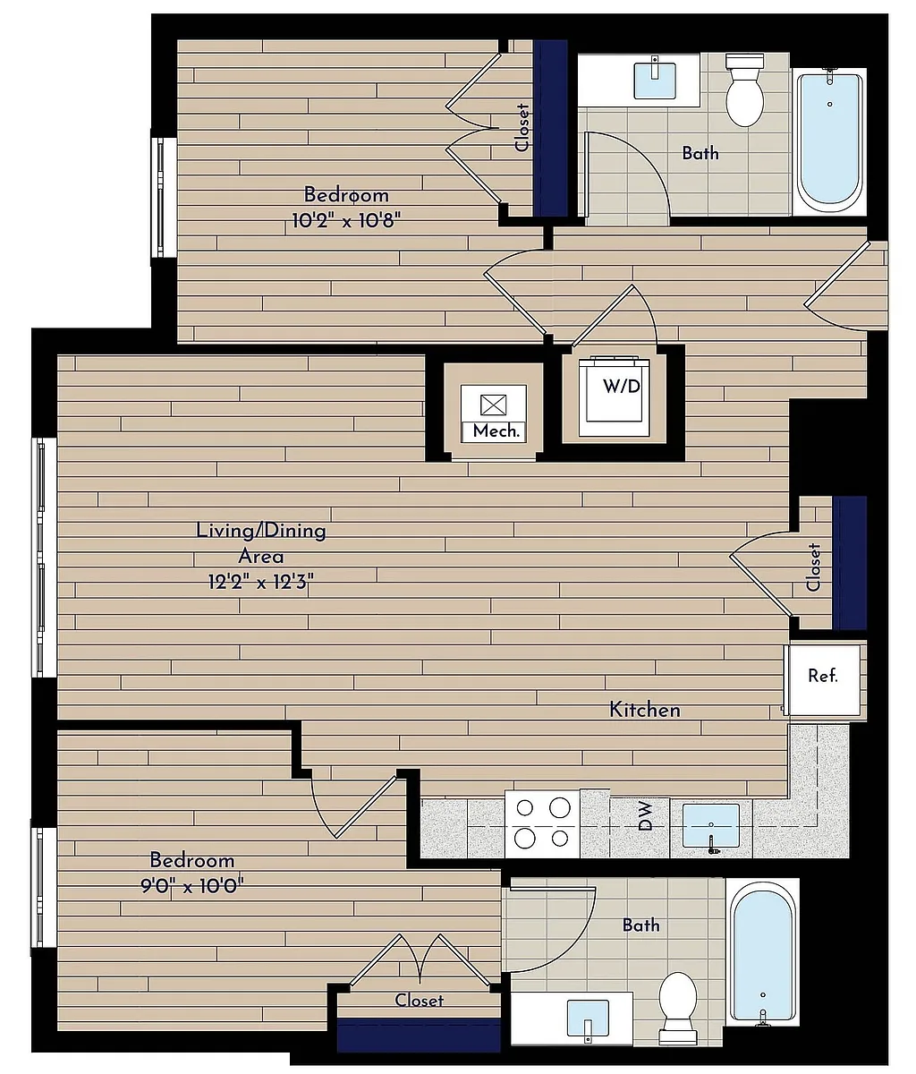 Floor plan B 2BR-D
