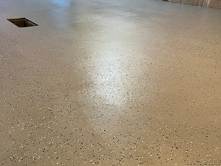 Epoxy sealed oversized garage