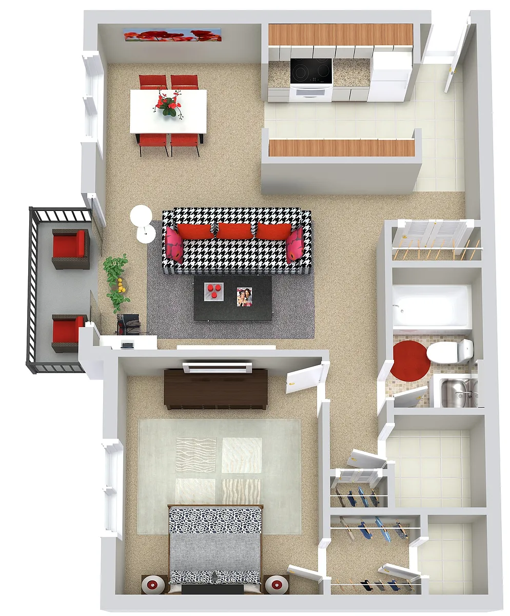 Floor plan 1 Bed | 1 Bath