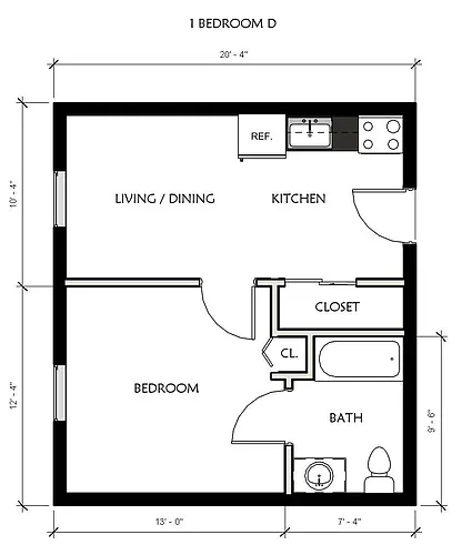 Floor plan 1 Bedroom - D