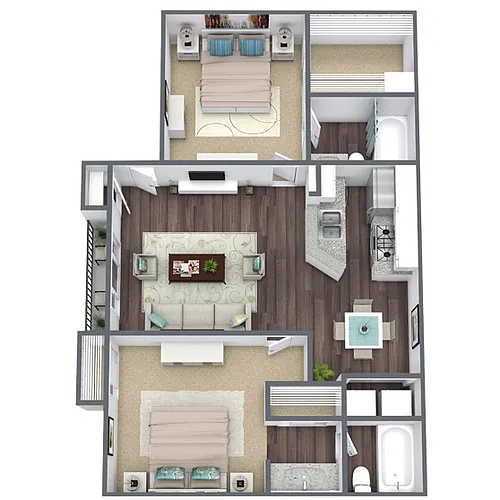 Floor plan B1: 2 Bed 2 Bath