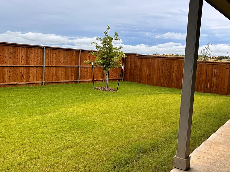 back yard w covered patio