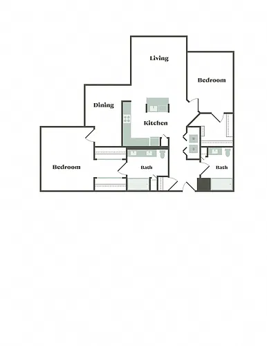 Floor plan 2 Bed/2 Bath H