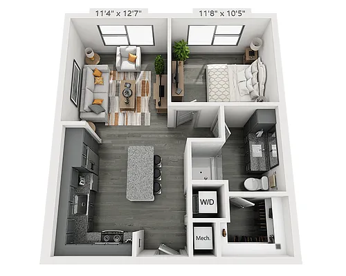 Floor plan One Bedroom A1D-II
