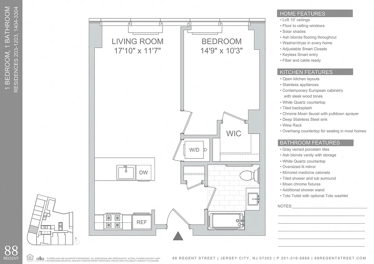 Floor plan 88 Regent-1Bed A7