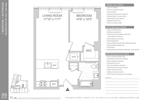 Floor plan 88 Regent-1Bed A7