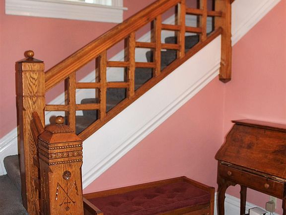 Carved wooden bannister