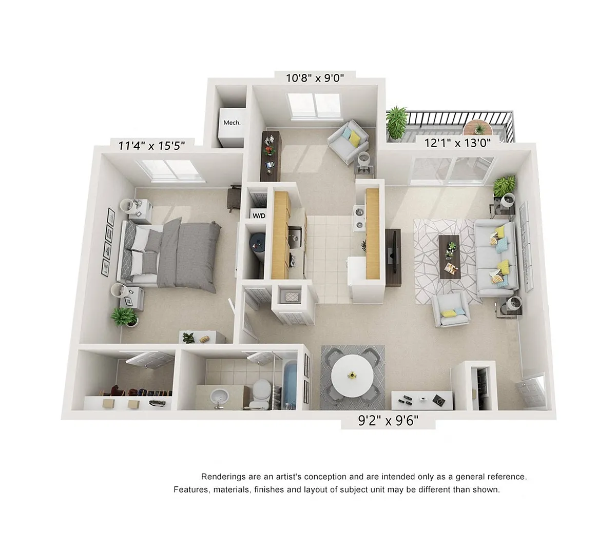 Floor plan 1Bed 1Bath