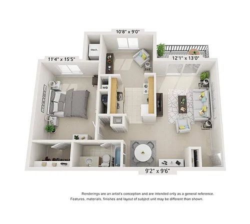 Floor plan 1Bed 1Bath