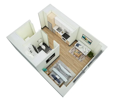 Floor plan Studio 1 Bath-G