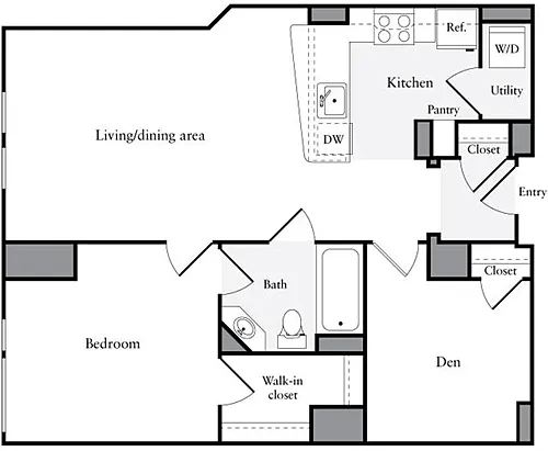 Floor plan 1 Bedroom M