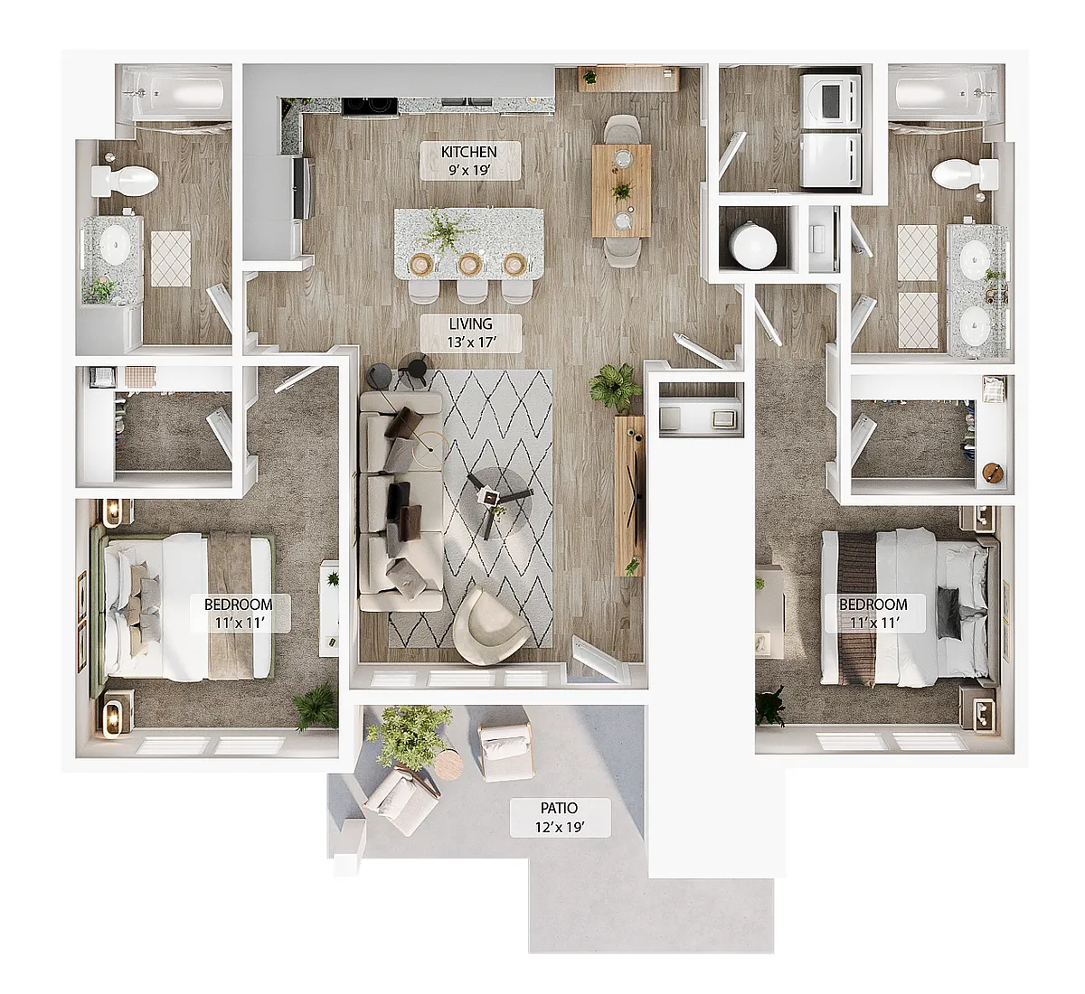 Floor plan 2 BR Grand Courtyard