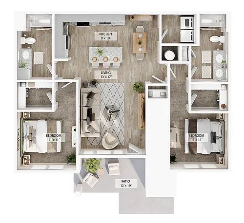 Floor plan 2 BR Grand Courtyard
