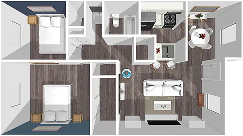 Floor plan 2 Bedroom, 1 Bathroom