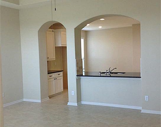 Large family room with tile floors