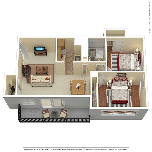 Floor plan 2 Bedroom 1 Bathroom