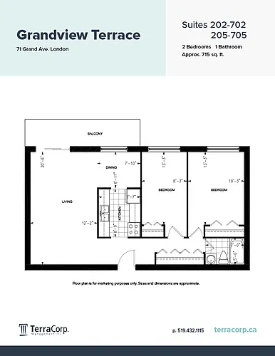 Floor plan 202-702 205-705