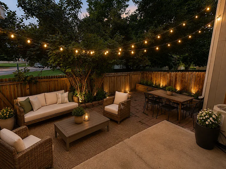 Backyard virtually staged for visual concepts