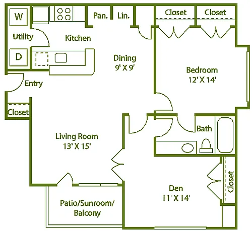 Floor plan 1 bed 1 bath I