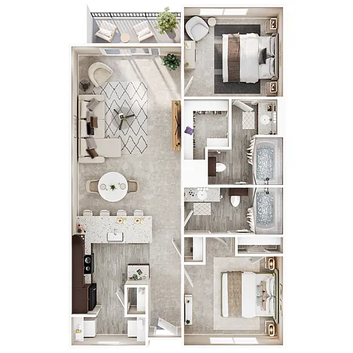 Floor plan 2 Bed 2 Bath