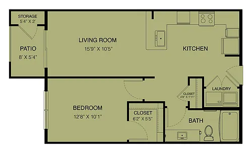 Floor plan A1-Bandera 80% (Income Restrictions Apply)