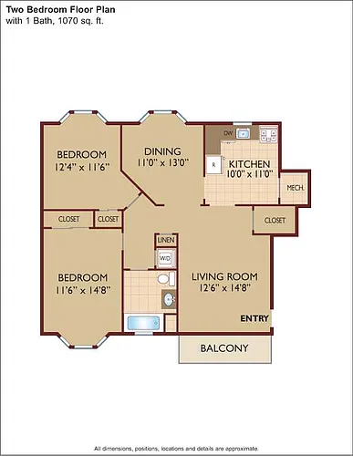Floor plan $2.31/sq.ft. - Two Bedroom