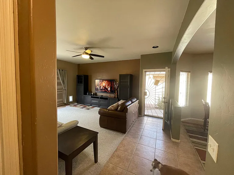 View of living room left as to the right is dining room
And kitchen.

Split floor plan and this is where the master bedroom is