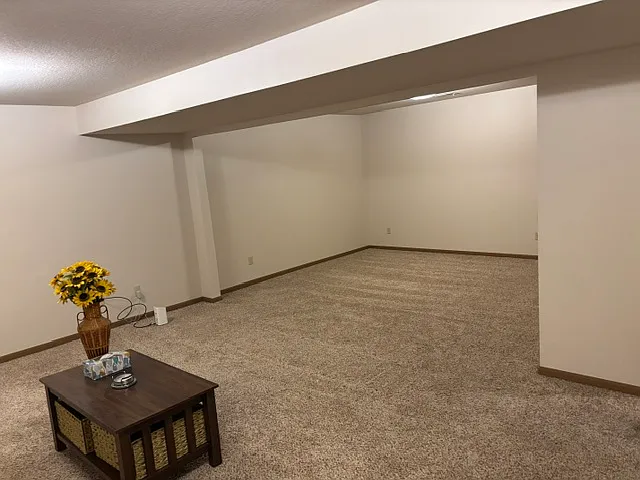 Foreground is the common living space (12 x 19) and the background is bonus space (11 x 14)
