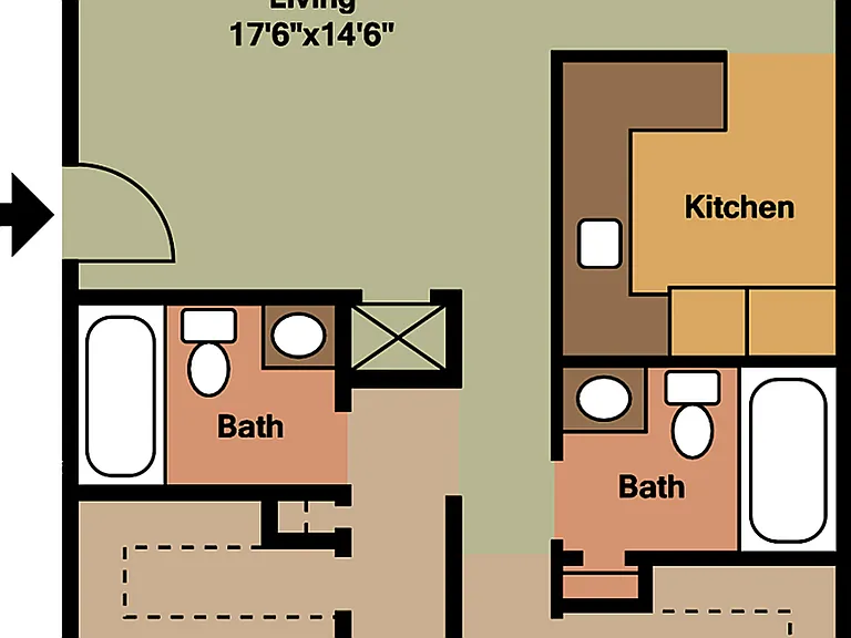 Inviting floor plan showcasing 2 bedrooms, a spacious living area, and a cozy kitchen, complete with a patio/balcony. Inviting floor plan showcasing 2 bedrooms, a spacious living area, and a cozy kitchen, complete with a patio/balcony.