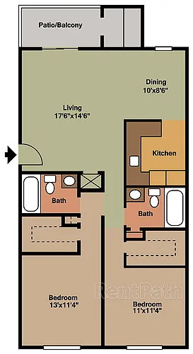Floor plan 202W - 2Bdrm, 2Bath Waterfront