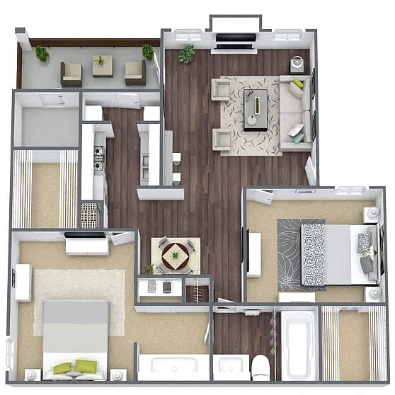 Floor plan B1: 2 Bed 1 Bath