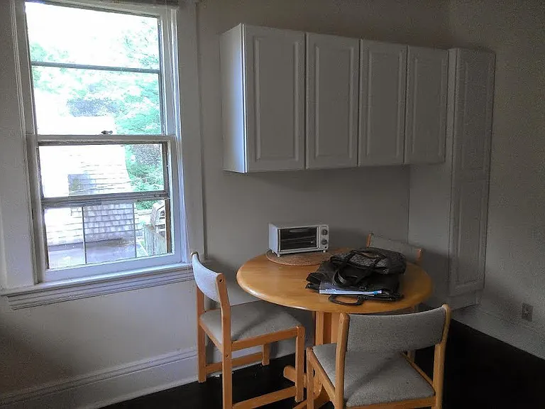 table, chairs and cabinets
