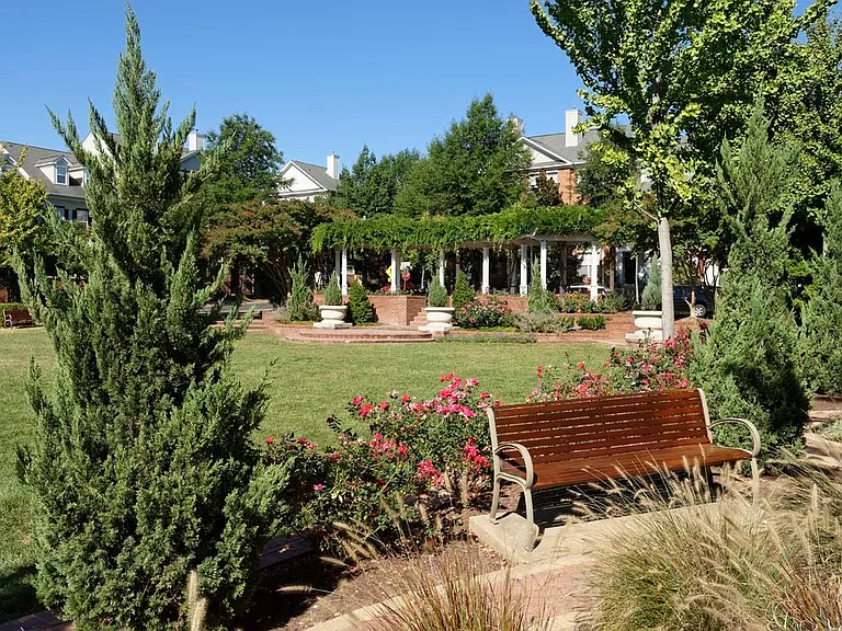 Landscaped courtyard with seating