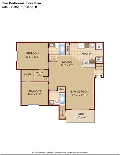 Floor plan $1.89/sq.ft. - Two Bedroom