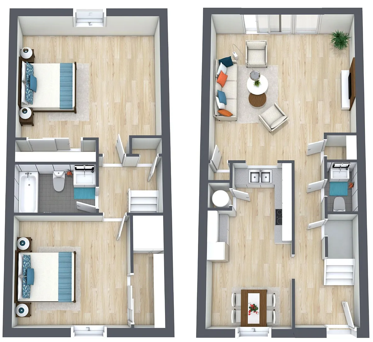 Floor plan 2BR - 1BTH TH