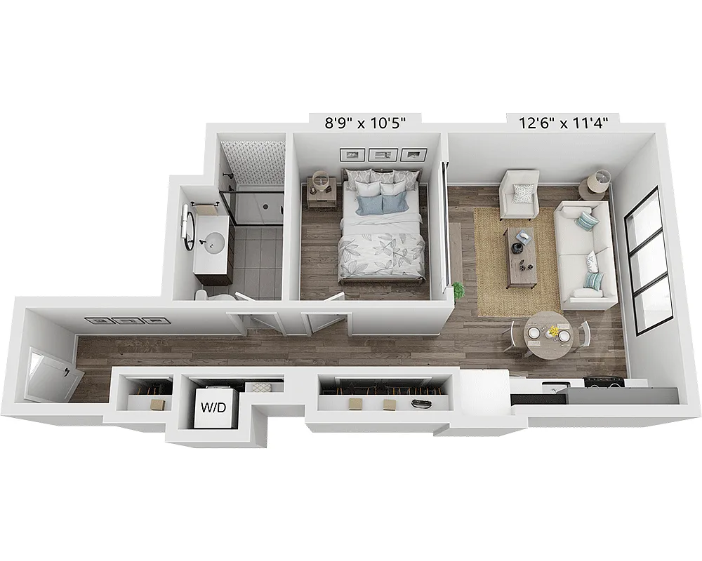 Floor plan One Bedroom A1C