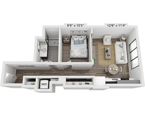 Floor plan One Bedroom A1C